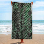 Green Snakeskin Print Beach Towel