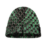 Green Snakeskin Print Beanie