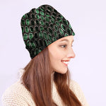 Green Snakeskin Print Beanie