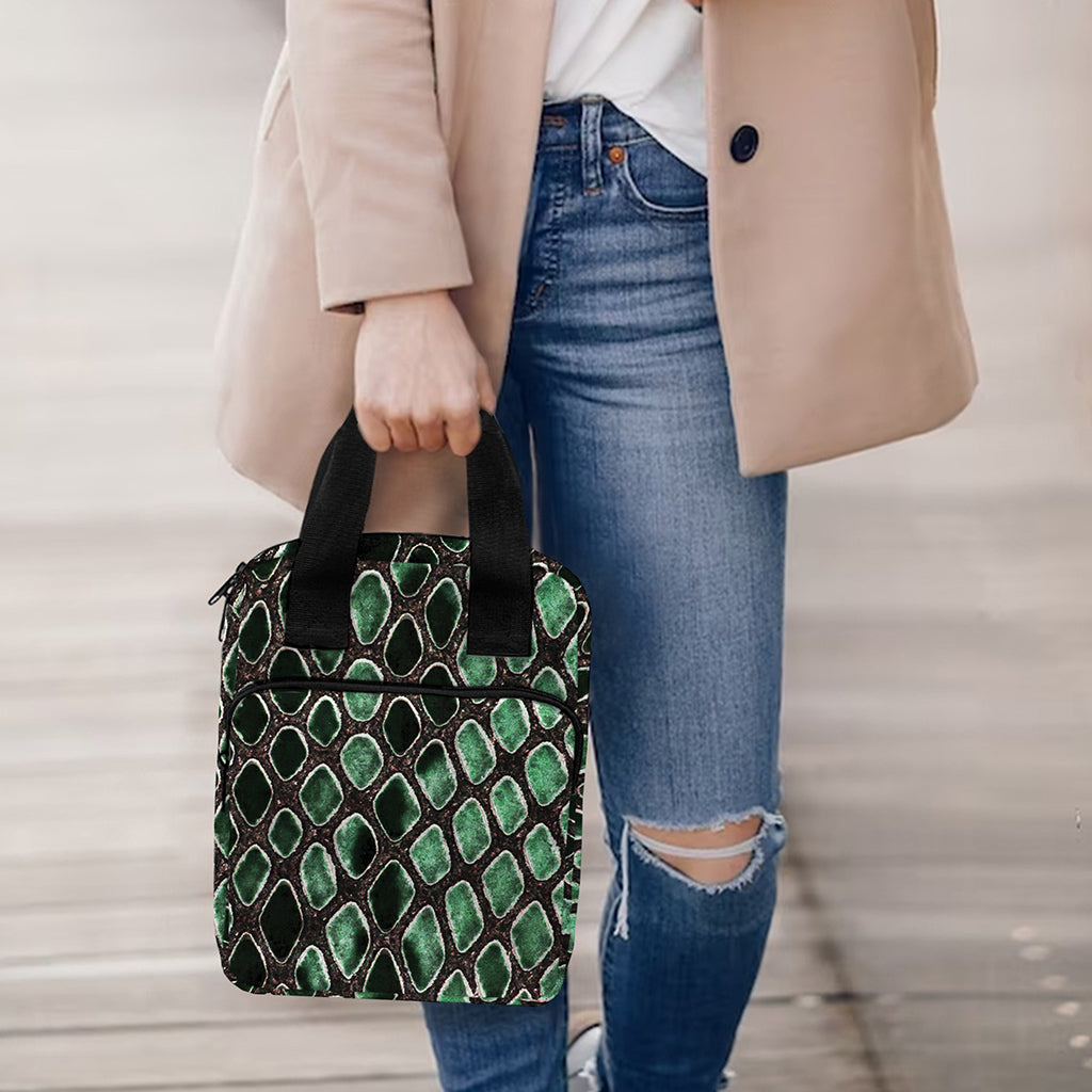 Green Snakeskin Print Bible Tote Bag
