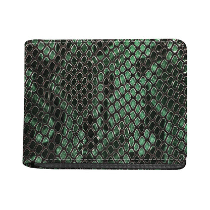 Green Snakeskin Print Bifold Wallet