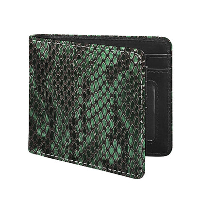 Green Snakeskin Print Bifold Wallet