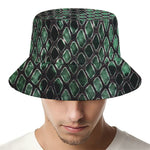 Green Snakeskin Print Bucket Hat