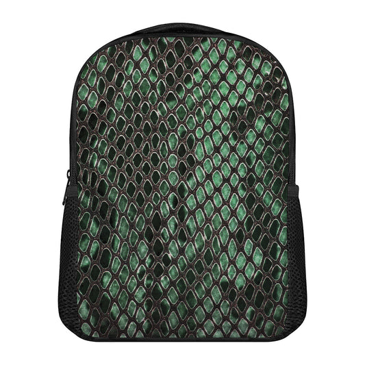 Green Snakeskin Print Casual Backpack