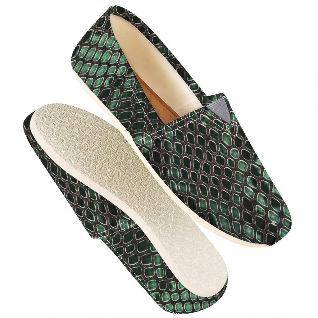 Green Snakeskin Print Casual Shoes