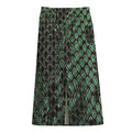 Green Snakeskin Print Cotton Front Slit Maxi Skirt