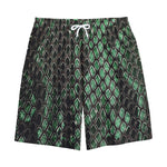 Green Snakeskin Print Cotton Shorts