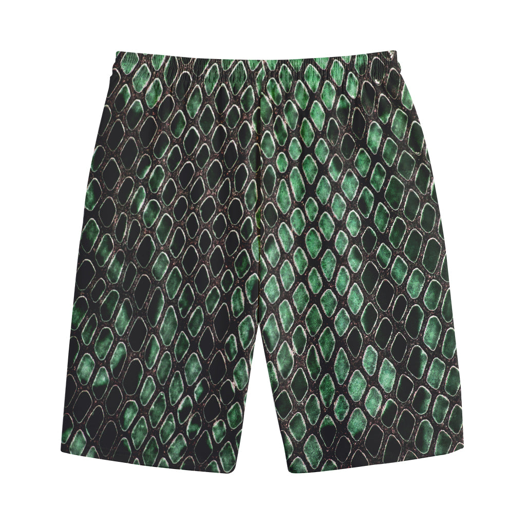 Green Snakeskin Print Cotton Shorts