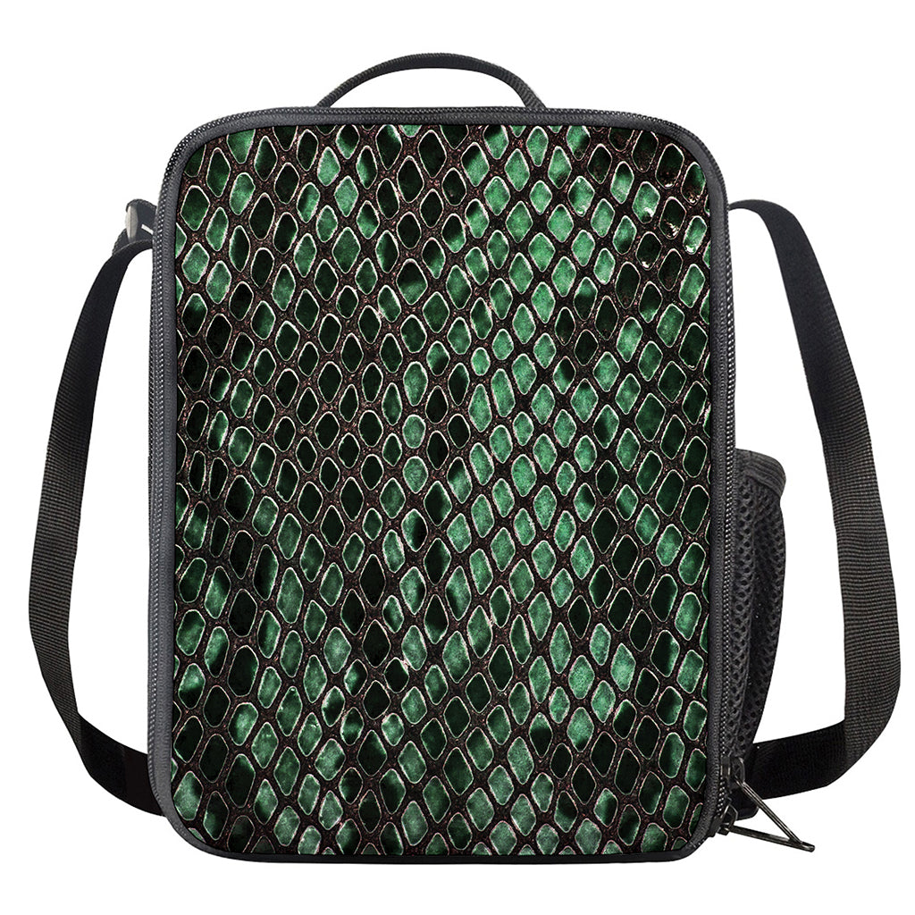 Green Snakeskin Print Crossbody Lunch Bag