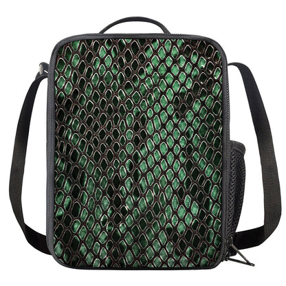 Green Snakeskin Print Crossbody Lunch Bag