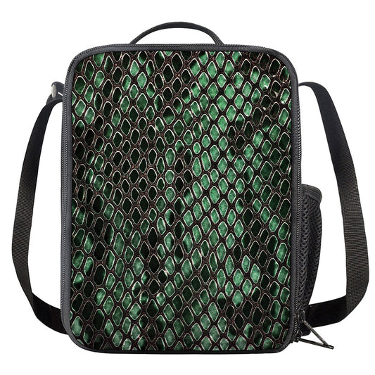 Green Snakeskin Print Crossbody Lunch Bag