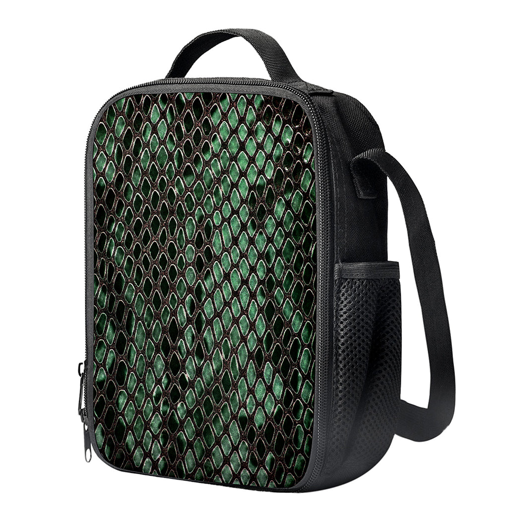 Green Snakeskin Print Crossbody Lunch Bag