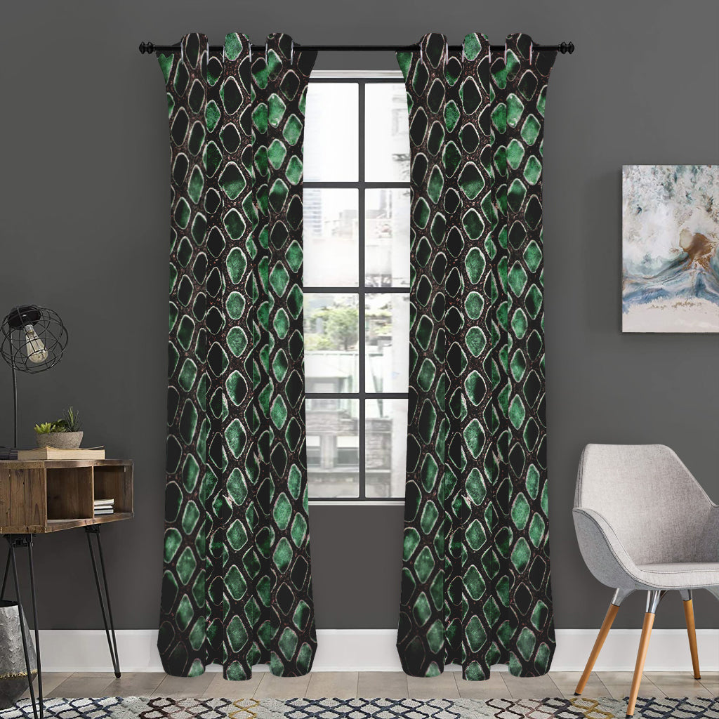 Green Snakeskin Print Curtain