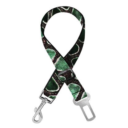 Green Snakeskin Print Dog Seat Belt