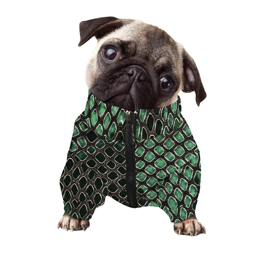 Green Snakeskin Print Dog Zip Up Jacket