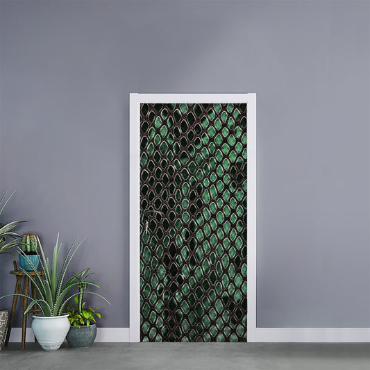 Green Snakeskin Print Door Sticker