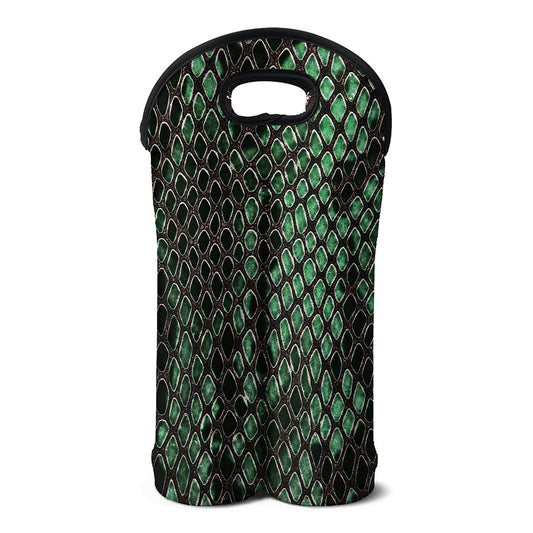 Green Snakeskin Print Double Neoprene Wine Tote