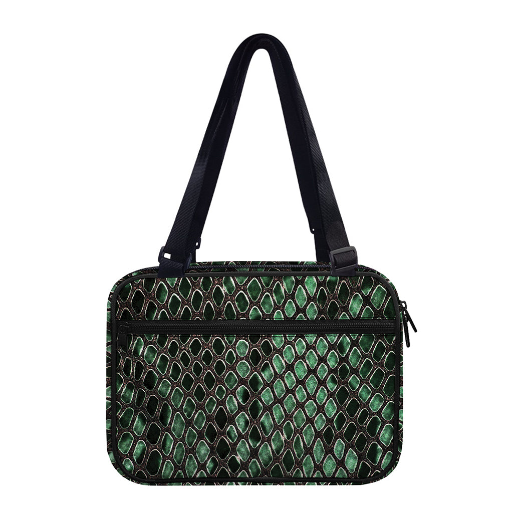 Green Snakeskin Print Double Strap Bible Bag