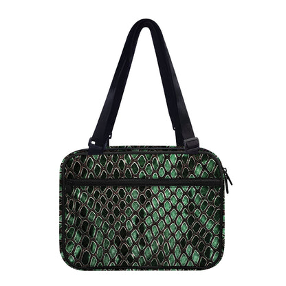 Green Snakeskin Print Double Strap Bible Bag