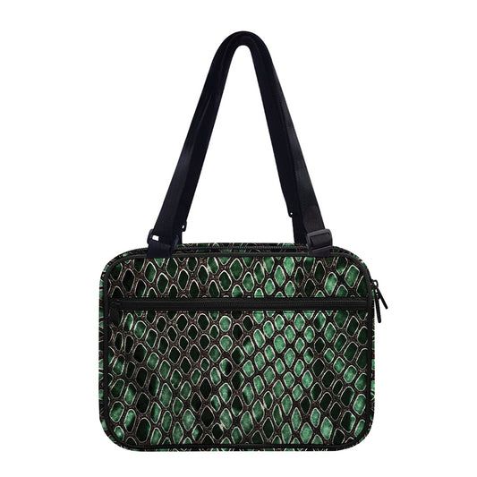 Green Snakeskin Print Double Strap Bible Bag