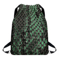 Green Snakeskin Print Drawstring Backpack