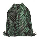 Green Snakeskin Print Drawstring Bag