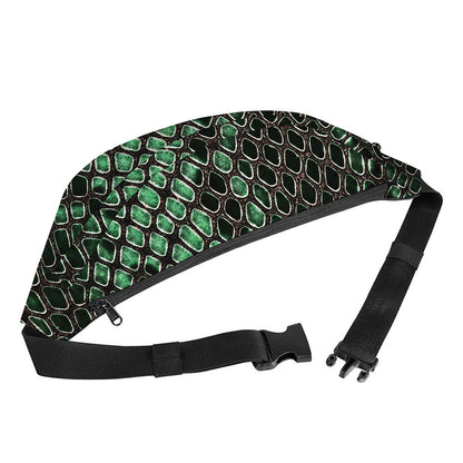 Green Snakeskin Print Fanny Pack