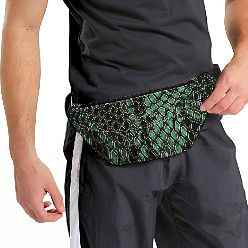 Green Snakeskin Print Fanny Pack