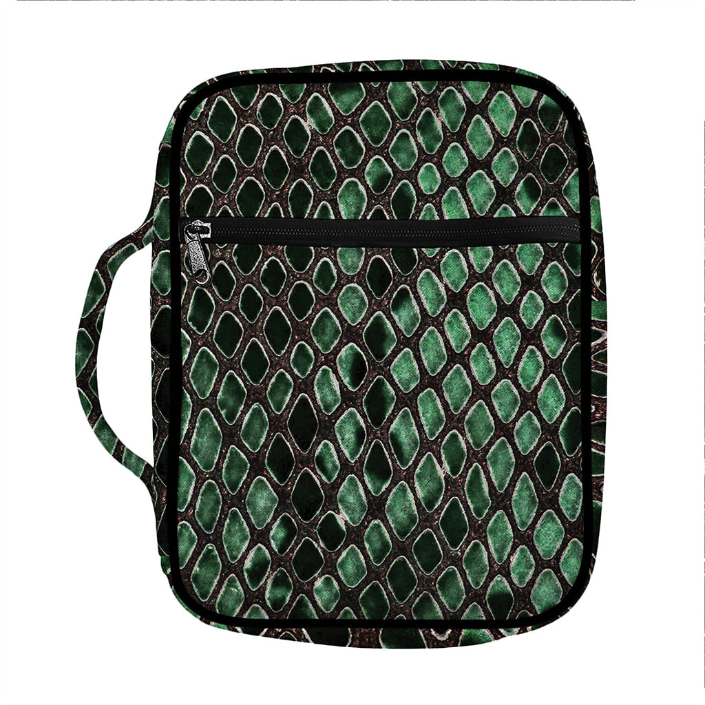 Green Snakeskin Print Front Pocket Bible Bag