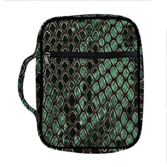 Green Snakeskin Print Front Pocket Bible Bag