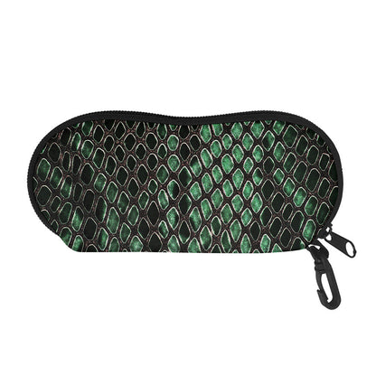 Green Snakeskin Print Glasses Case