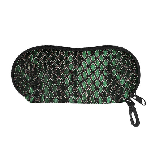 Green Snakeskin Print Glasses Case