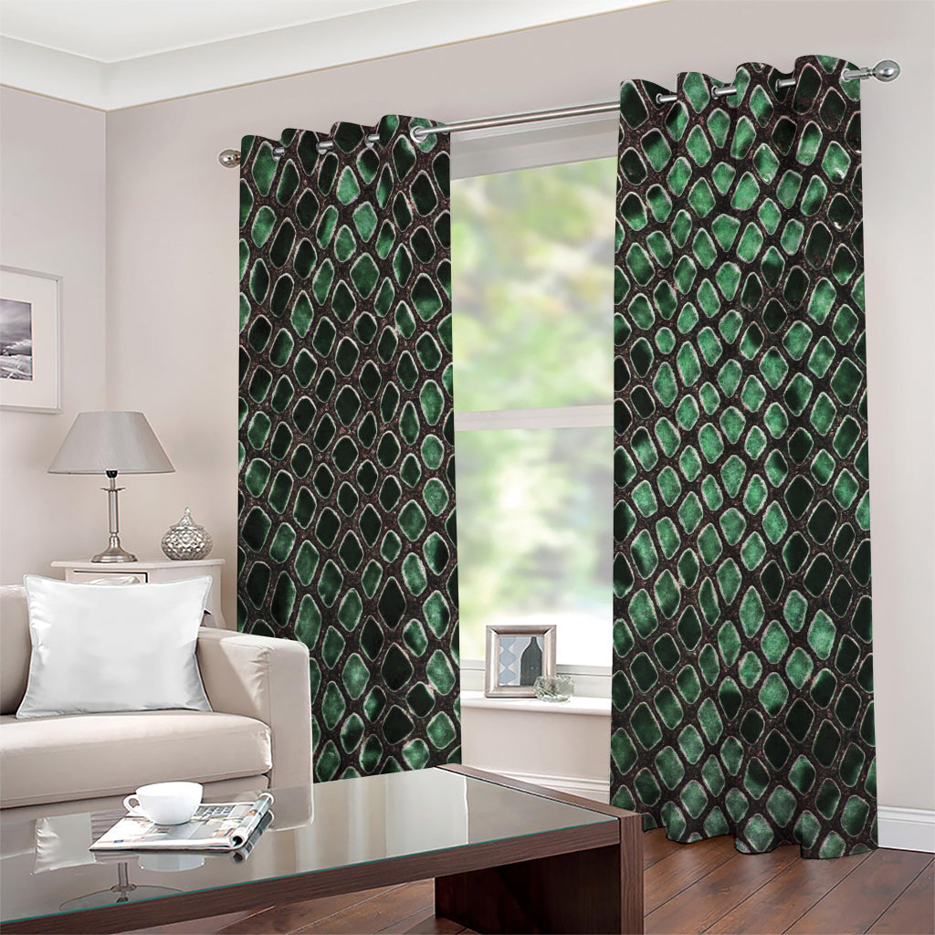 Green Snakeskin Print Grommet Curtains