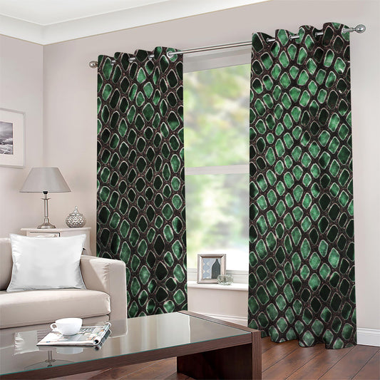 Green Snakeskin Print Grommet Curtains