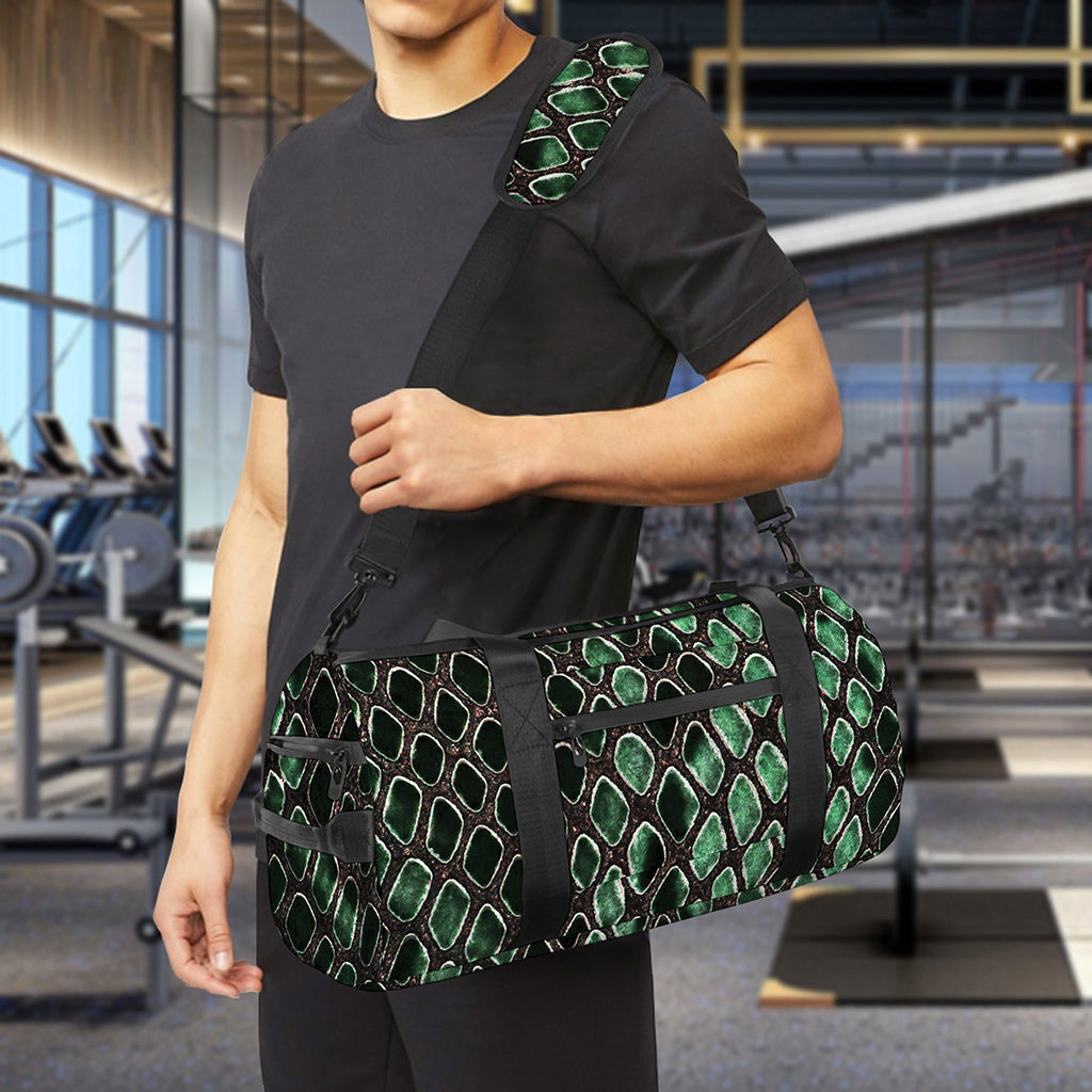 Green Snakeskin Print Gym Bag