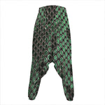 Green Snakeskin Print Hammer Pants