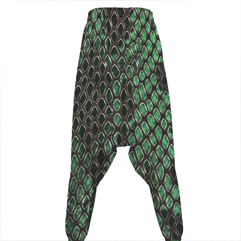 Green Snakeskin Print Hammer Pants