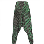 Green Snakeskin Print Hammer Pants