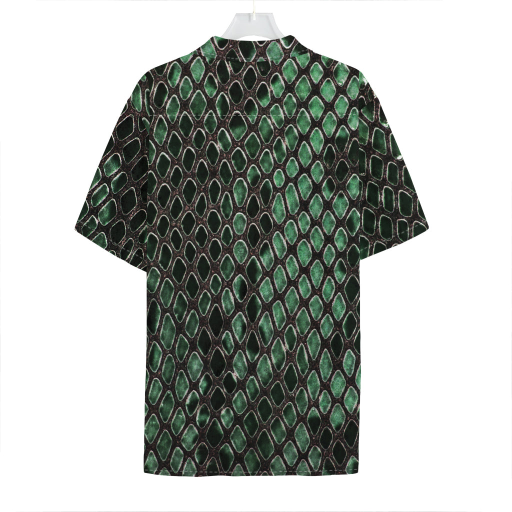 Green Snakeskin Print Hawaiian Shirt