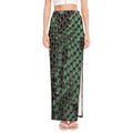 Green Snakeskin Print High Slit Maxi Skirt