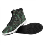 Green Snakeskin Print High Top Leather Sneakers
