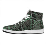 Green Snakeskin Print High Top Leather Sneakers