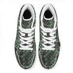 Green Snakeskin Print High Top Leather Sneakers
