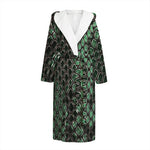 Green Snakeskin Print Hooded Bathrobe