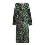 Green Snakeskin Print Hooded Bathrobe