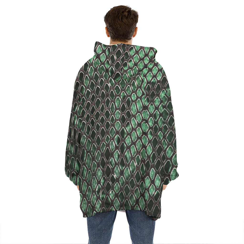 Green Snakeskin Print Hoodie Blanket