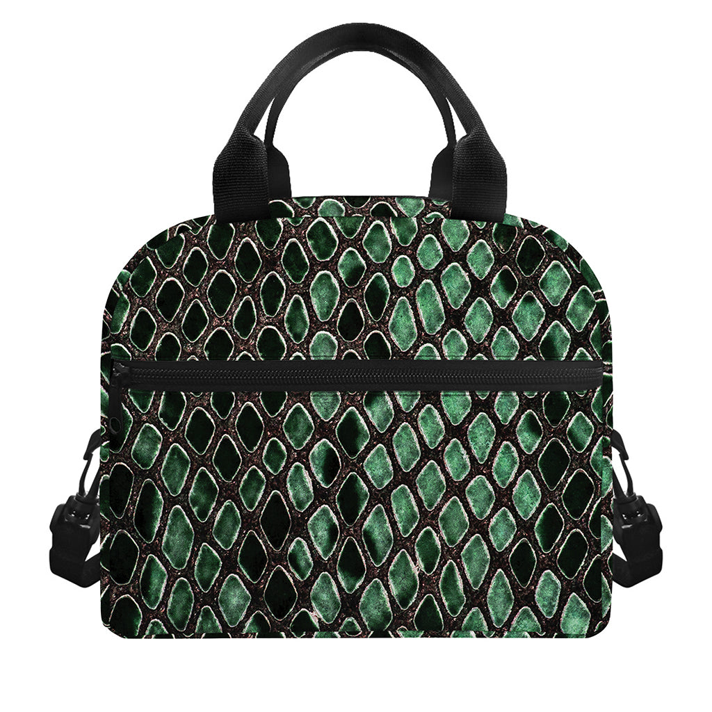 Green Snakeskin Print Insulated Lunch Bag