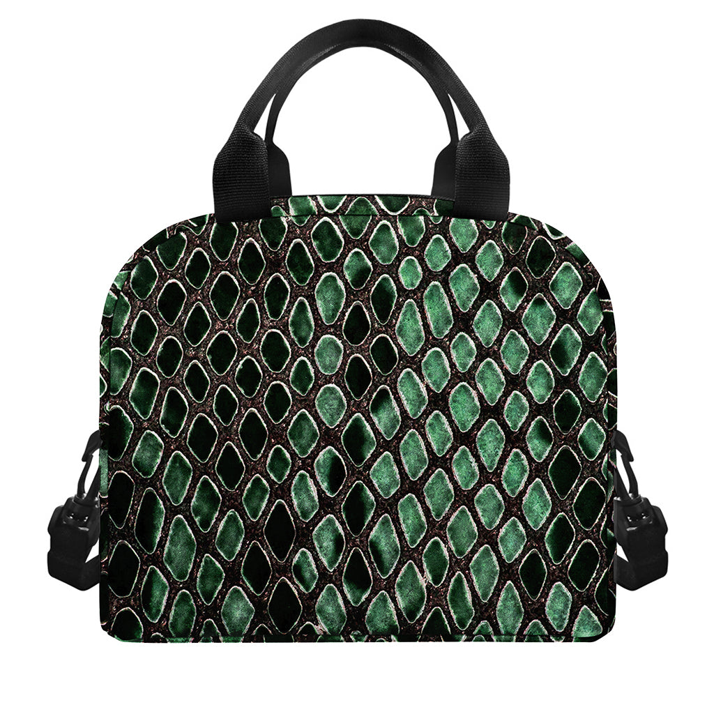 Green Snakeskin Print Insulated Lunch Bag