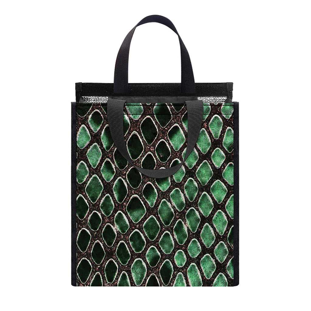 Green Snakeskin Print Insulated Lunch Tote