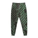 Green Snakeskin Print Jogger Pants